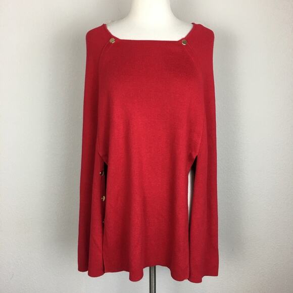 Chico's Red Sweater Cape NWT Poncho S/M - Picture 2 of 8